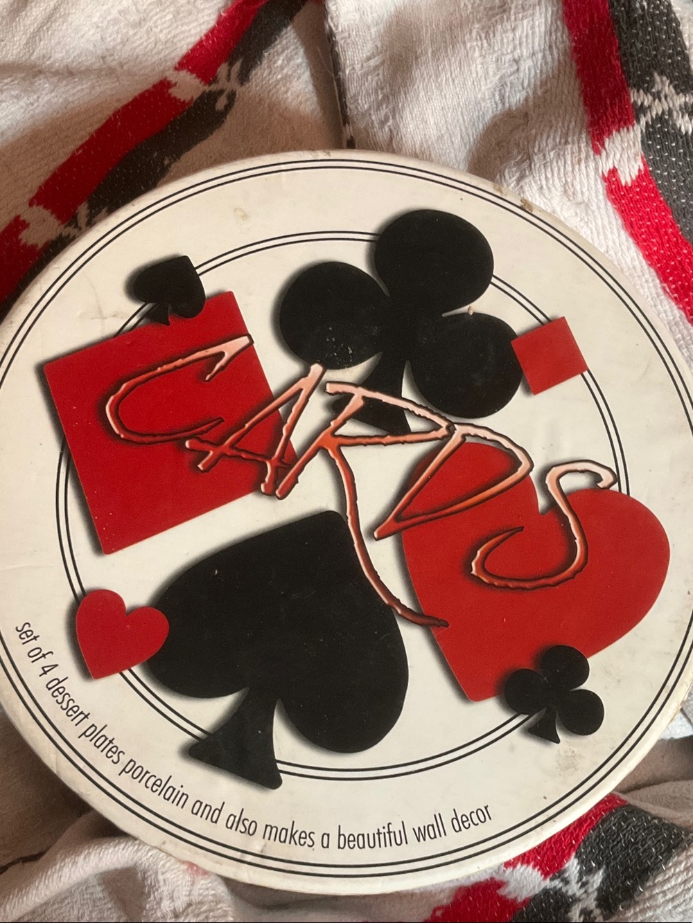 Home Essentials Red and Black Playing Card Dessert Plate